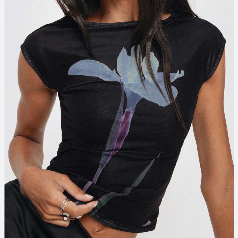 Princess Polly Nova Flower Top Black
